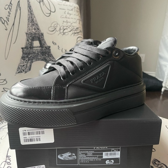 *SOLD* Prada Macro Nylon &amp; Leather Platform Sneaker - Picture 10 of 10